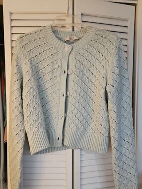 Pale Aqua Cropped Cardigan